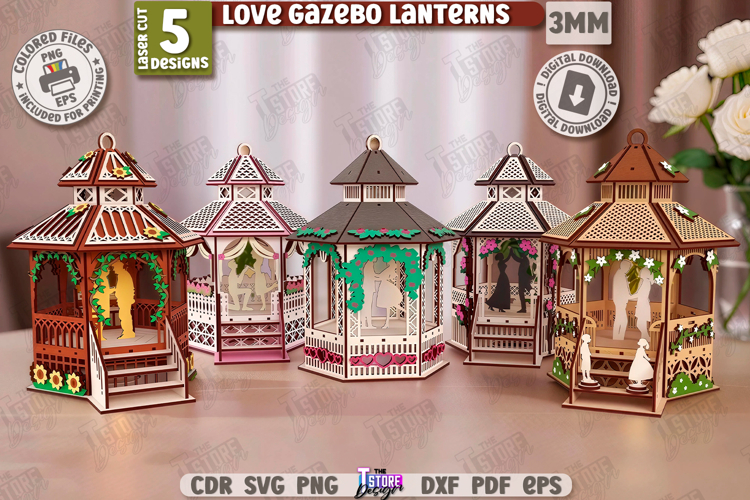 Love Gazebo Lanterns Laser Cut Bundle |Valentine’s Day| Love