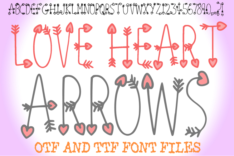 Love Heart Arrows Valentines Font Heart Cute Typeface Letter