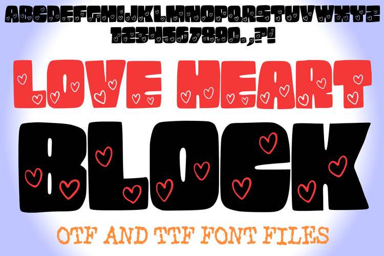 Love Heart Block Font Bold Valentine’s Day Typeface Chunky