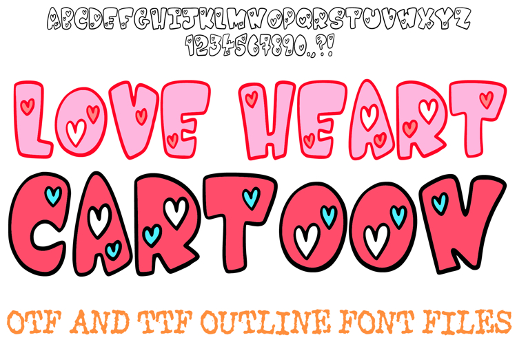 Love Heart Cartoon Font Doodle Lettering Valentines ABC OTF