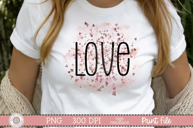 Love with Heart Confetti | Valentine’s Day Sublimation PNG