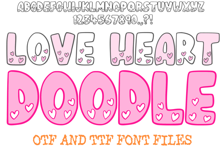 Love Heart Doodle Font Valentine’s Day Bubble Typeface