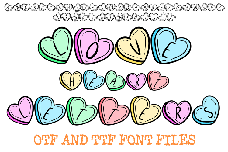 Love Heart Letters Font Retro Candy Valentines Typeface