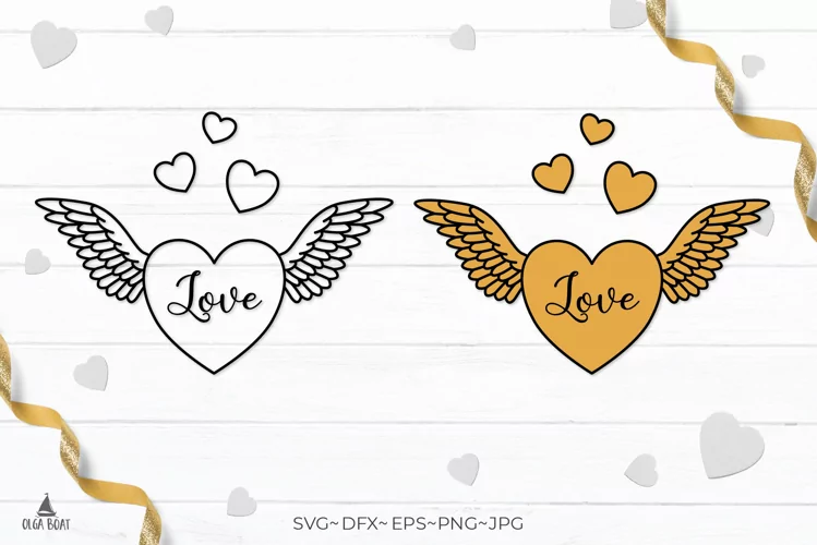 Love Heart with wings svg