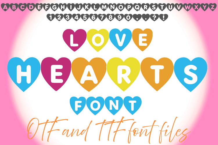 Love Hearts Alphabet Lettering ABC Text Font Valentines Type