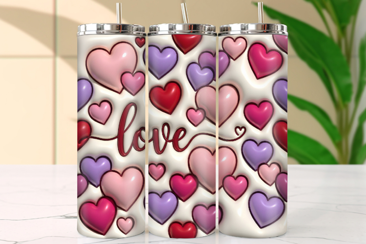 Love Hearts Pastel & Red Pattern Tumbler Wrap