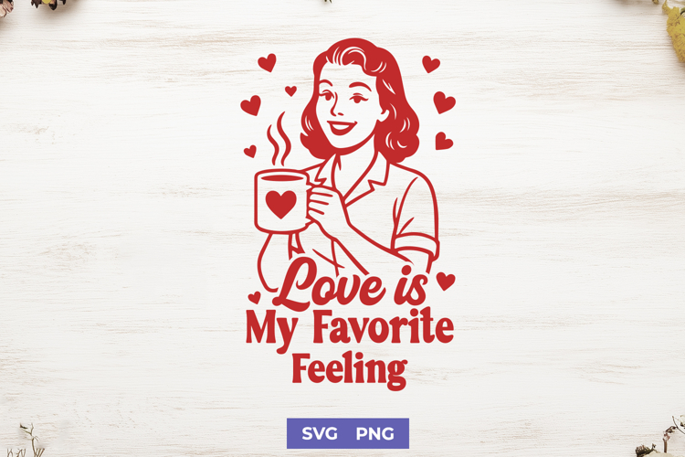 Love Is My Favorite Feeling SVG | Retro Valentine PNG Design