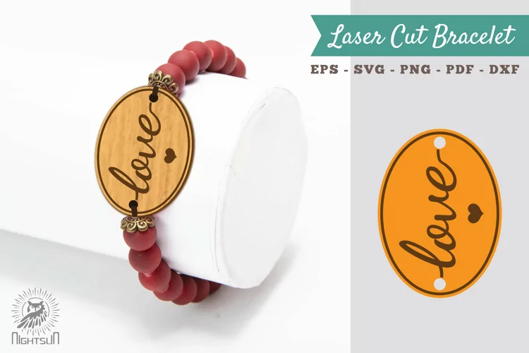Love Laser Cut Bracelet SVG 3