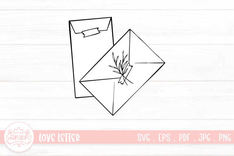 Love Letter Outline SVG Clipart Element For Valentines Day example image 1