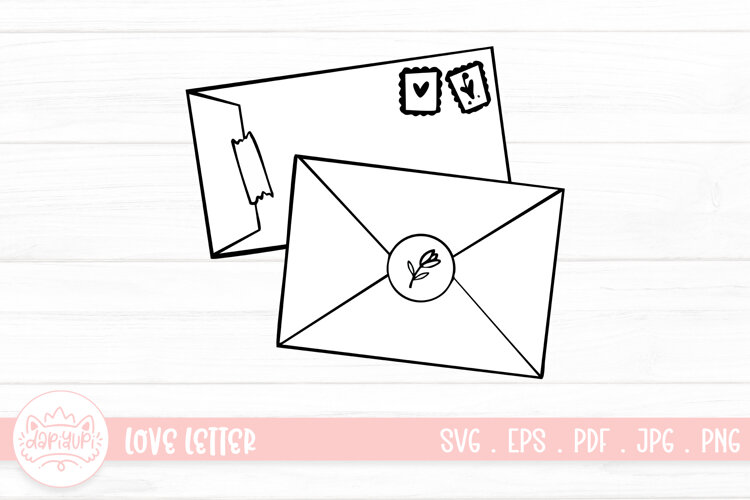 Love Letter Outline SVG Clipart Element For Valentines Day example image 1