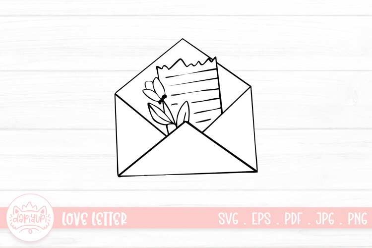 Love Letter Outline SVG Clipart Element For Valentines Day example image 1