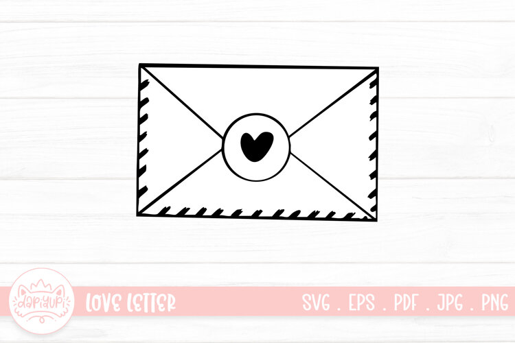 Love Letter Outline SVG Clipart Element For Valentines Day example image 1