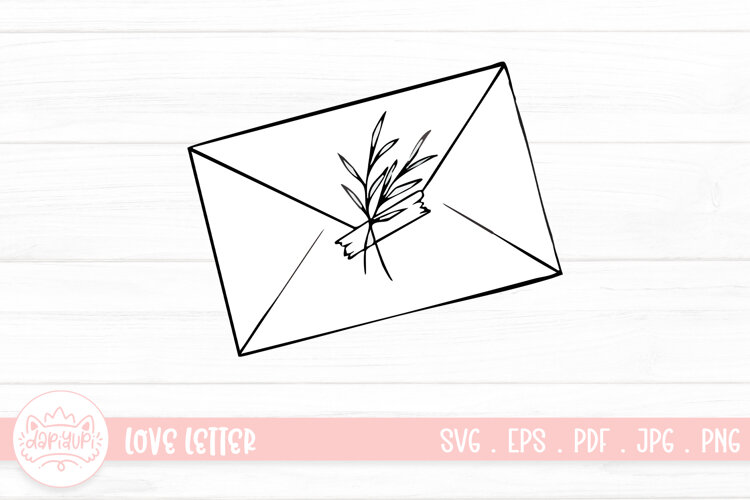 Love Letter Outline SVG Clipart Element For Valentines Day example image 1