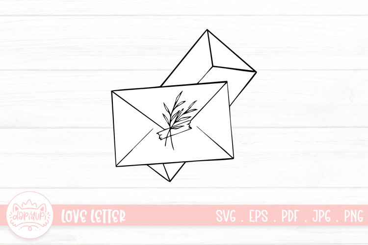 Love Letter Outline SVG Clipart Element For Valentines Day example image 1