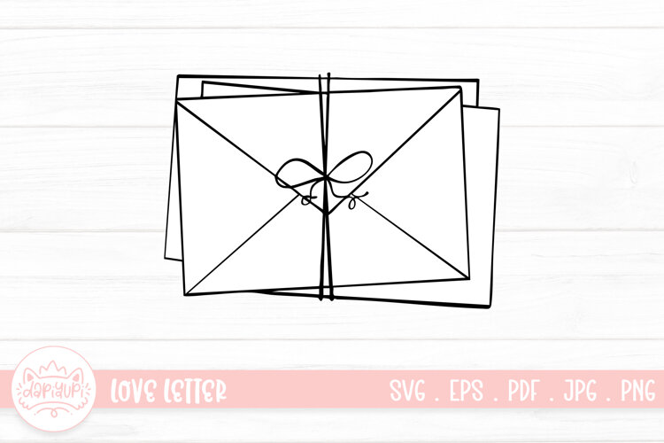 Love Letter Outline SVG Clipart Element For Valentines Day example image 1