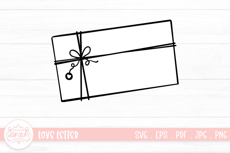 Love Letter Outline SVG Clipart Element For Valentines Day example image 1