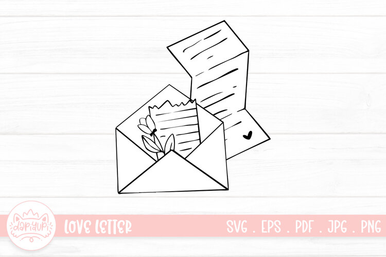 Love Letter Outline SVG Clipart Element For Valentines Day example image 1