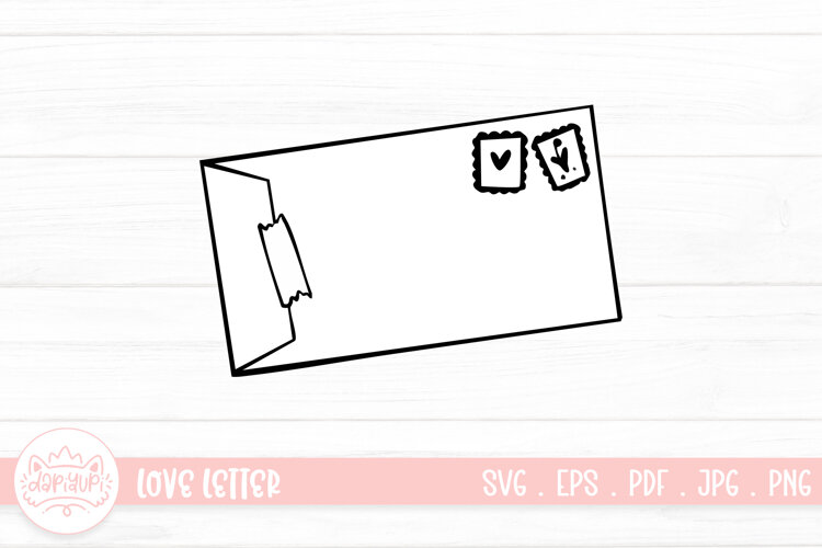 Love Letter Outline SVG Clipart Element For Valentines Day example image 1