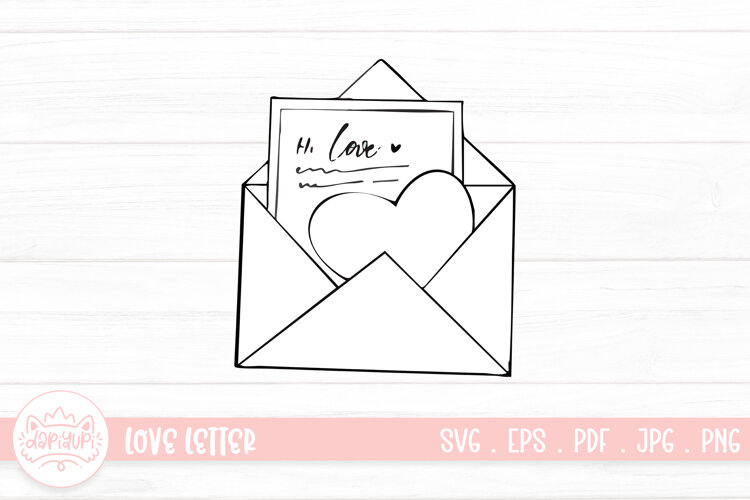 Love Letter Outline SVG Clipart Element For Valentines Day example image 1