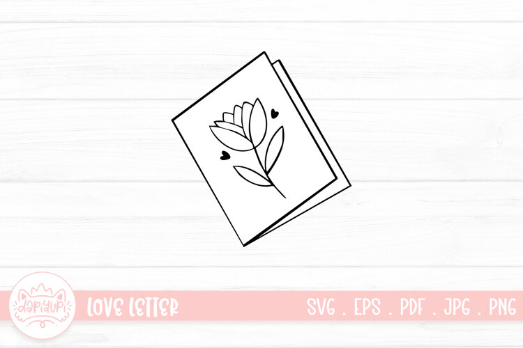 Love Letter Outline SVG Clipart Element For Valentines Day example image 1