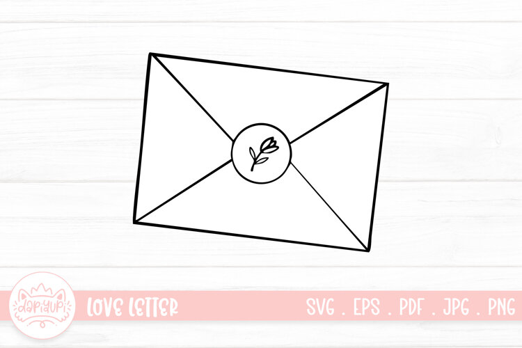 Love Letter Outline SVG Clipart Element For Valentines Day example image 1