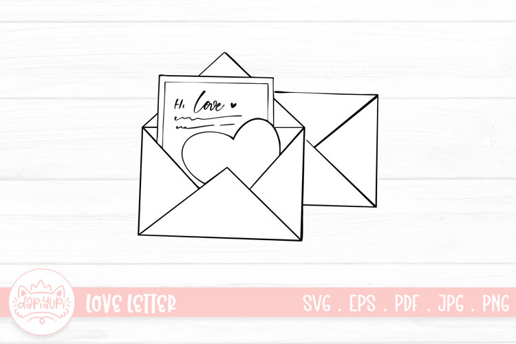 Love Letter Outline SVG Clipart Element For Valentines Day example image 1