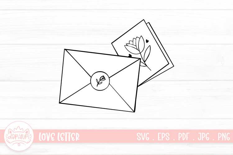 Love Letter Outline SVG Clipart Element For Valentines Day example image 1