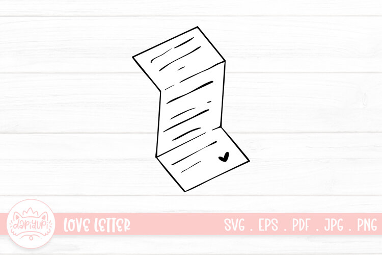 Love Letter Outline SVG Clipart Element For Valentines Day example image 1