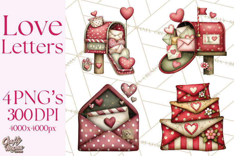 Romantic Valentine Letters, Cards, Envelopes, Mailboxes PNG
