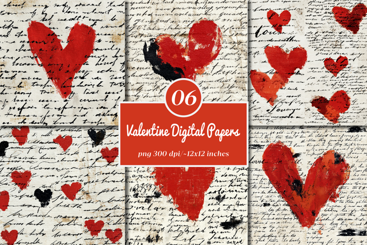 Love Letters Digital Paper Handwritten - Valentines Day PNG