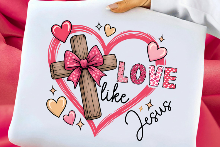 Love like Jesus coquette Png, Valentine cross