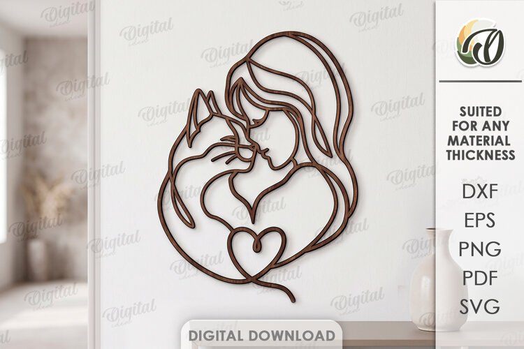 Pet Lover Line Art Decor Laser Cut. Home Wall Decor SVG example image 1