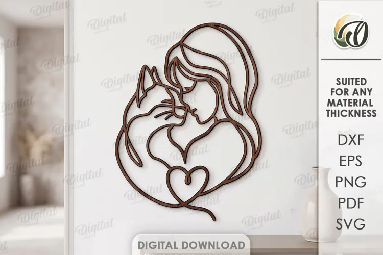 Pet Lover Line Art Decor Laser Cut. Home Wall Decor SVG