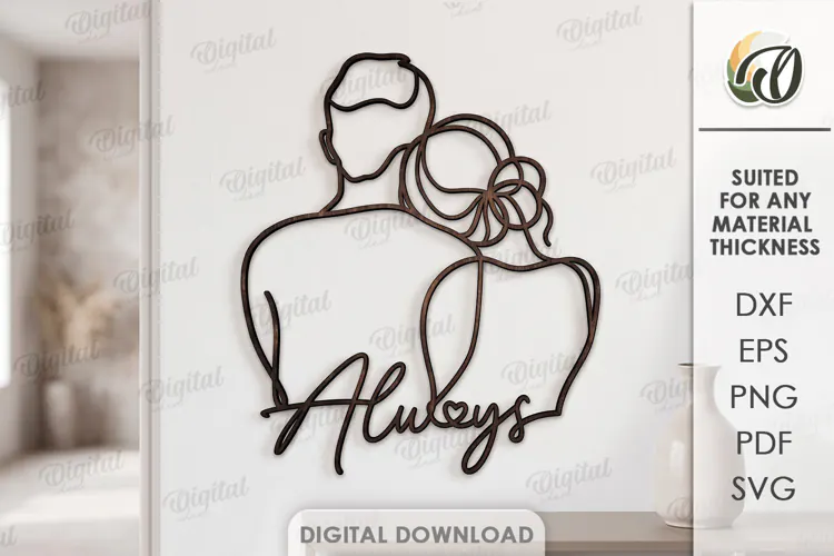 Love Line Art Decor Laser Cut. Wall Decor. Couple SVG