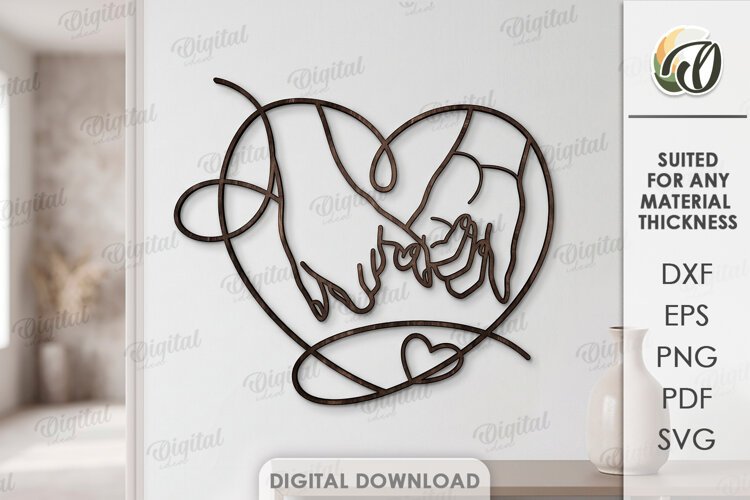 Love Line Art Decor Laser Cut. Wall Decor. Heart SVG example image 1