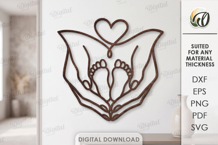 Mother’s Love Line Art Decor Laser Cut. Wall Decor SVG example image 1