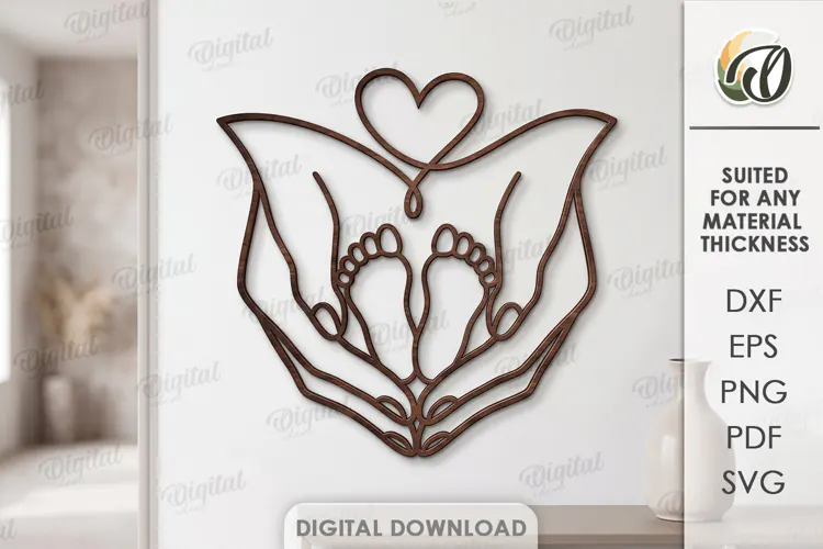 Mother’s Love Line Art Decor Laser Cut. Wall Decor SVG