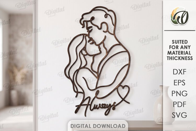 Love Line Art Decor Laser Cut. Wall Decor. Couple SVG example image 1