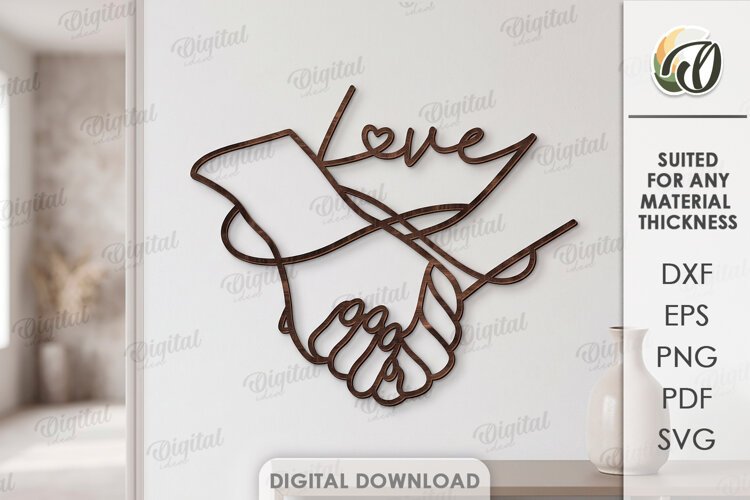 Love Line Art Wall Decor Laser Cut. Wall Art. Love SVG example image 1