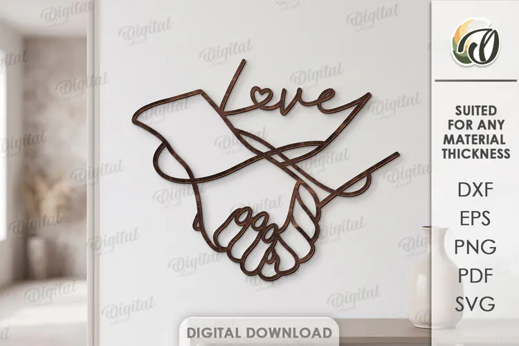 Love Line Art Wall Decor Laser Cut. Wall Art. Love SVG