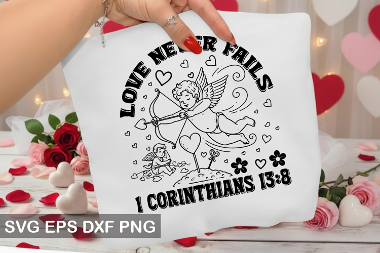 Love never fails 1 Corinthians - Retro Valentine Design