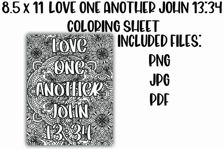 Love One Another John 13:34 Christian Mandala Coloring Sheet