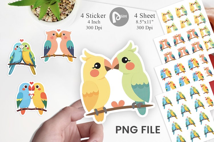 Sticker Love Parrot