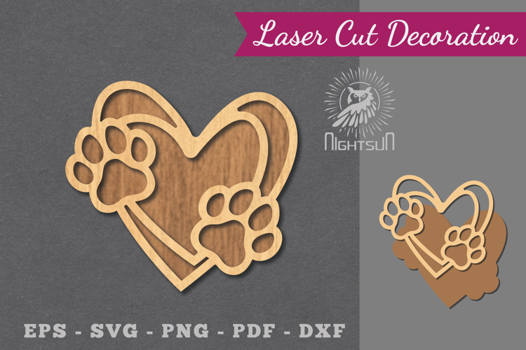Love Paw Laser Cut Decoration