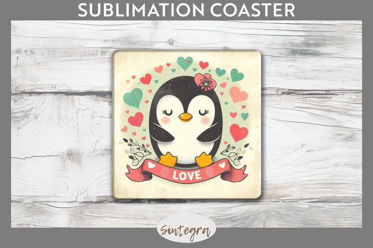 Love Penguin v6 Square Coaster Sublimation