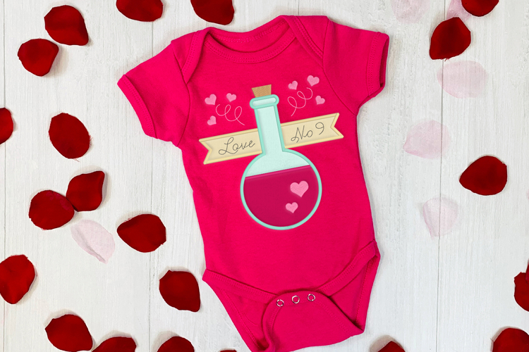 Love Potion Bottle Applique Embroidery File