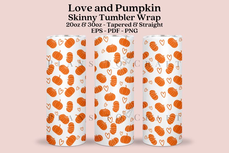 Love Heart Pumpkin Skinny Tumbler Sublimation Wrap SVG