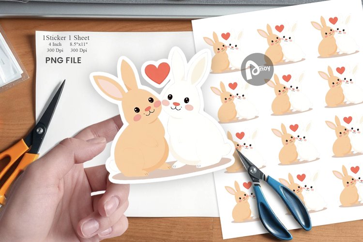 Sticker Love Rabbit