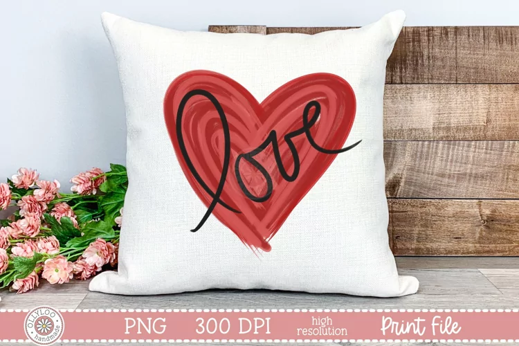Painted Red Heart with Love | Valentine’s Day Sublimation