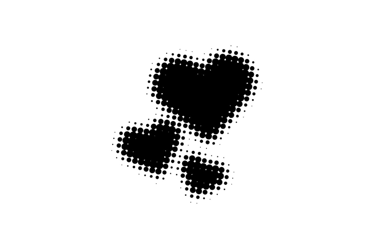 Love shape halftone element decoration isolated